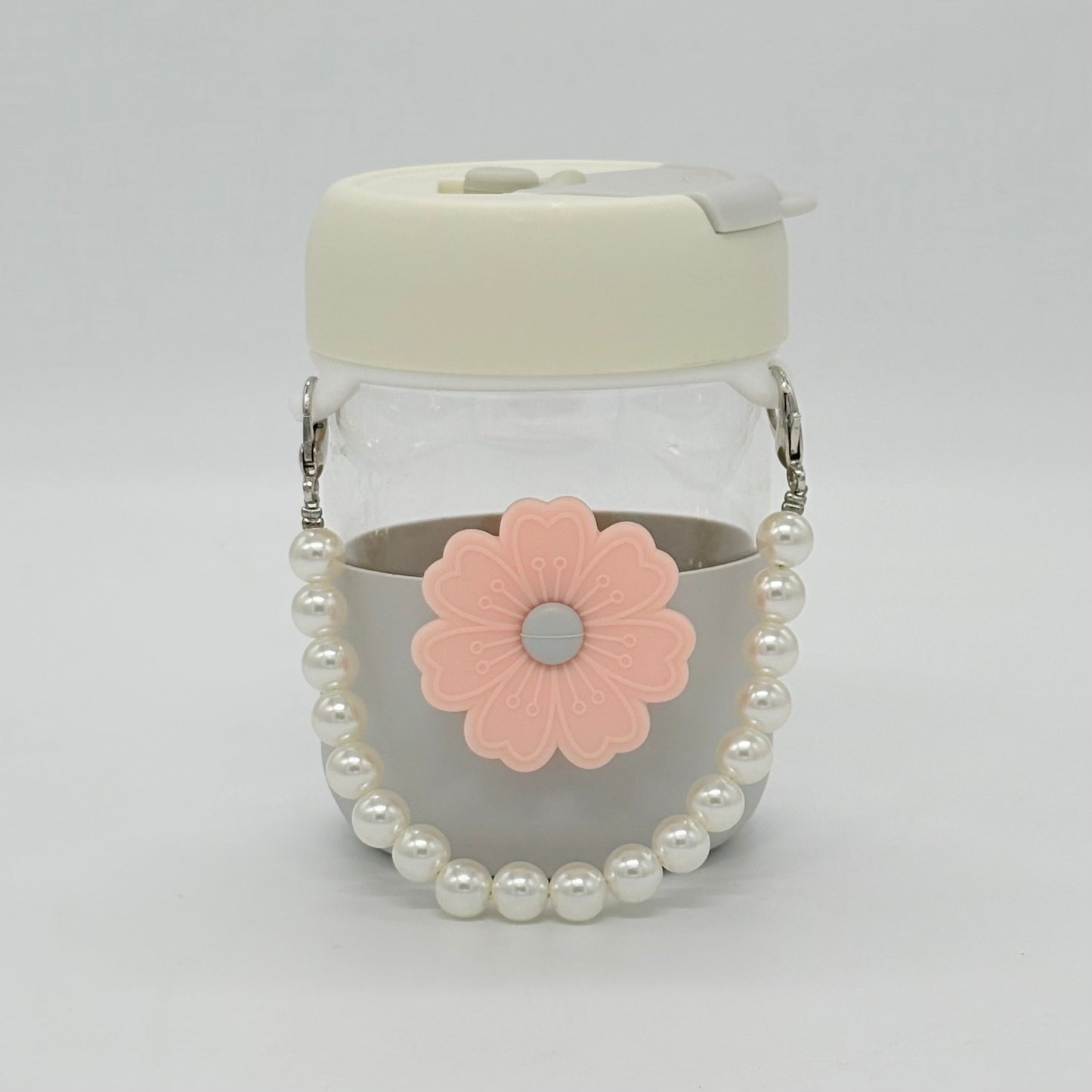 Flower Glass Bottle with Pearl 400ml