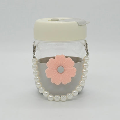Flower Glass Bottle with Pearl 400ml