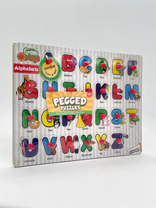 Skoodle Green Orange Alphabet Pegged Wooden Puzzle