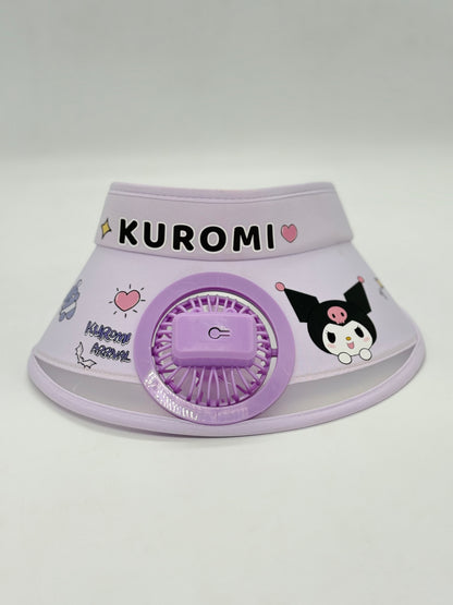 Kuromi Cooling Fan Sun Visor Cap With USB Rechargeable