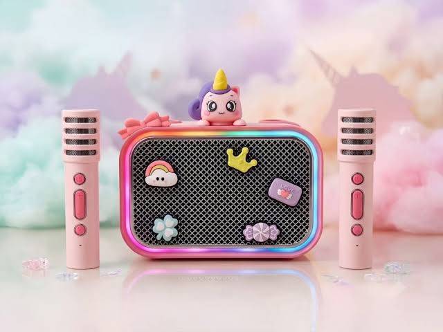 Bluetooth Unicorn Karaoke Speaker with Two Wireless Microphones