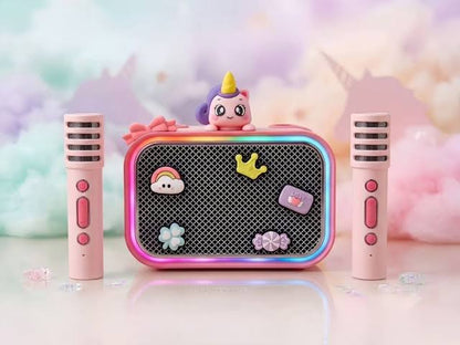 Bluetooth Unicorn Karaoke Speaker with Two Wireless Microphones