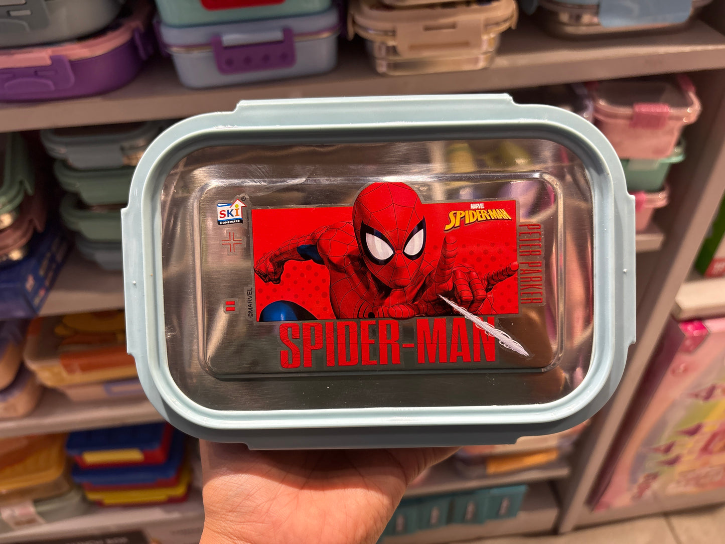 Mint Big Rectangle Steel Lunch Box – Large Capacity Tiffin (Mixed Characters)