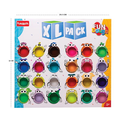 Fundough Funskool XL Pack, Play Dough, Art and Craft Set for Kid, 24 Colorful Tubs