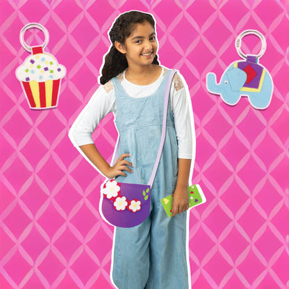 Funskool Handycrafts Felt Craft, Make Bags, Phone Sleeve, Pencil Pouch, Keyrings, Art and Craft Kit, Ages 5 Years and Above, Multicolour