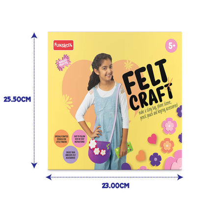 Funskool Handycrafts Felt Craft, Make Bags, Phone Sleeve, Pencil Pouch, Keyrings, Art and Craft Kit, Ages 5 Years and Above, Multicolour
