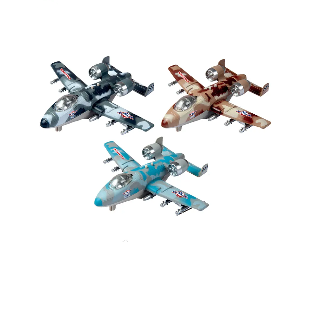 IndusBay® 6 Inches Metal Diecast Military Bomber Airplane with Lights and Sounds, Pull Back Diecast Plane Fighter Jet Collectable Toy for Boys Gift Age 3-8, Blue