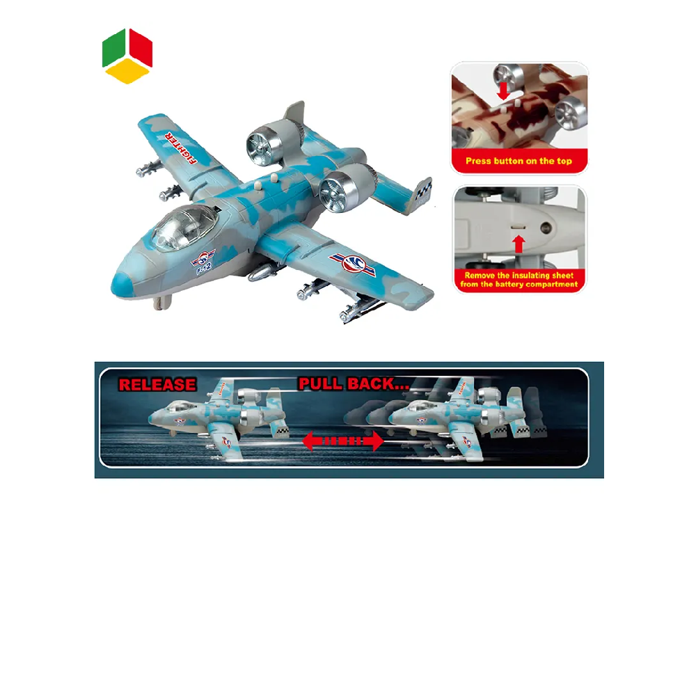 IndusBay® 6 Inches Metal Diecast Military Bomber Airplane with Lights and Sounds, Pull Back Diecast Plane Fighter Jet Collectable Toy for Boys Gift Age 3-8, Blue