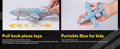 IndusBay® 6 Inches Metal Diecast Military Bomber Airplane with Lights and Sounds, Pull Back Diecast Plane Fighter Jet Collectable Toy for Boys Gift Age 3-8, Blue