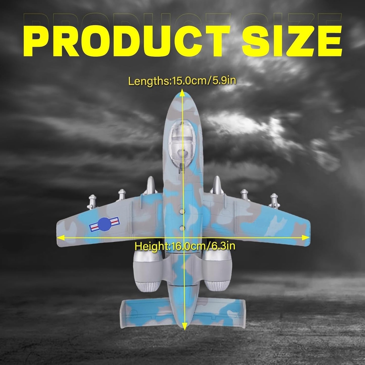 IndusBay® 6 Inches Metal Diecast Military Bomber Airplane with Lights and Sounds, Pull Back Diecast Plane Fighter Jet Collectable Toy for Boys Gift Age 3-8, Blue