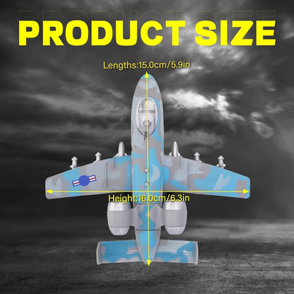 IndusBay® 6 Inches Metal Diecast Military Bomber Airplane with Lights and Sounds, Pull Back Diecast Plane Fighter Jet Collectable Toy for Boys Gift Age 3-8, Blue