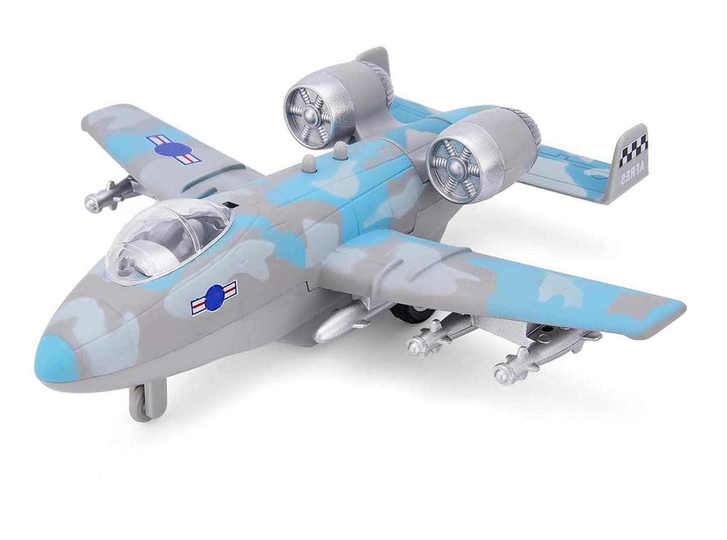 IndusBay® 6 Inches Metal Diecast Military Bomber Airplane with Lights and Sounds, Pull Back Diecast Plane Fighter Jet Collectable Toy for Boys Gift Age 3-8, Blue