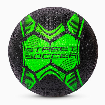 Vector X Street Soccer Rubber Moulded Indoor/Outdoor Water-Resistant Football with Butyl Bladder, Black-Green, Size 5, Suitable for Match and Training for Adults 15+ Years