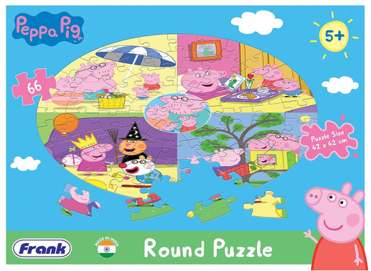 Frank Peppa Pig (66 Pieces) Round Jigsaw Puzzle for Kids Above 5+ Years - Fun & Challenging Brain Booster Games | Educational Game for Focus and Memory - 60412