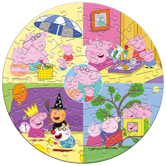 Frank Peppa Pig (66 Pieces) Round Jigsaw Puzzle for Kids Above 5+ Years - Fun & Challenging Brain Booster Games | Educational Game for Focus and Memory - 60412