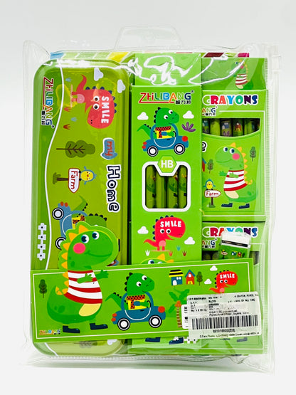 Zhilibang Kids Stationery Combo - Pencil Box + HB Pencils + 24 Crayons Set