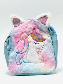 FunBlast Unicorn Fur Bag for Girls, Small Backpack for Picnic Outdoor Travel Bags for Girls, Korean Bag for Girls, Stylish and Fancy Bag, Travel Bag (26 X 23 X 8 CM) (Random Color)