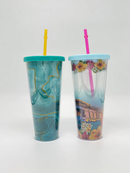 Fancy Printed Sipper Tumbler with Straw 650 ml