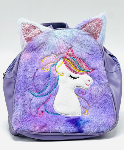 Unicorn Fur Mini Backpack for Girls – Stylish Korean Style Travel and Picnic Bag