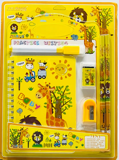 7-in-1 Kids Stationery Combo Set – Practice Writing Kit with Notebook