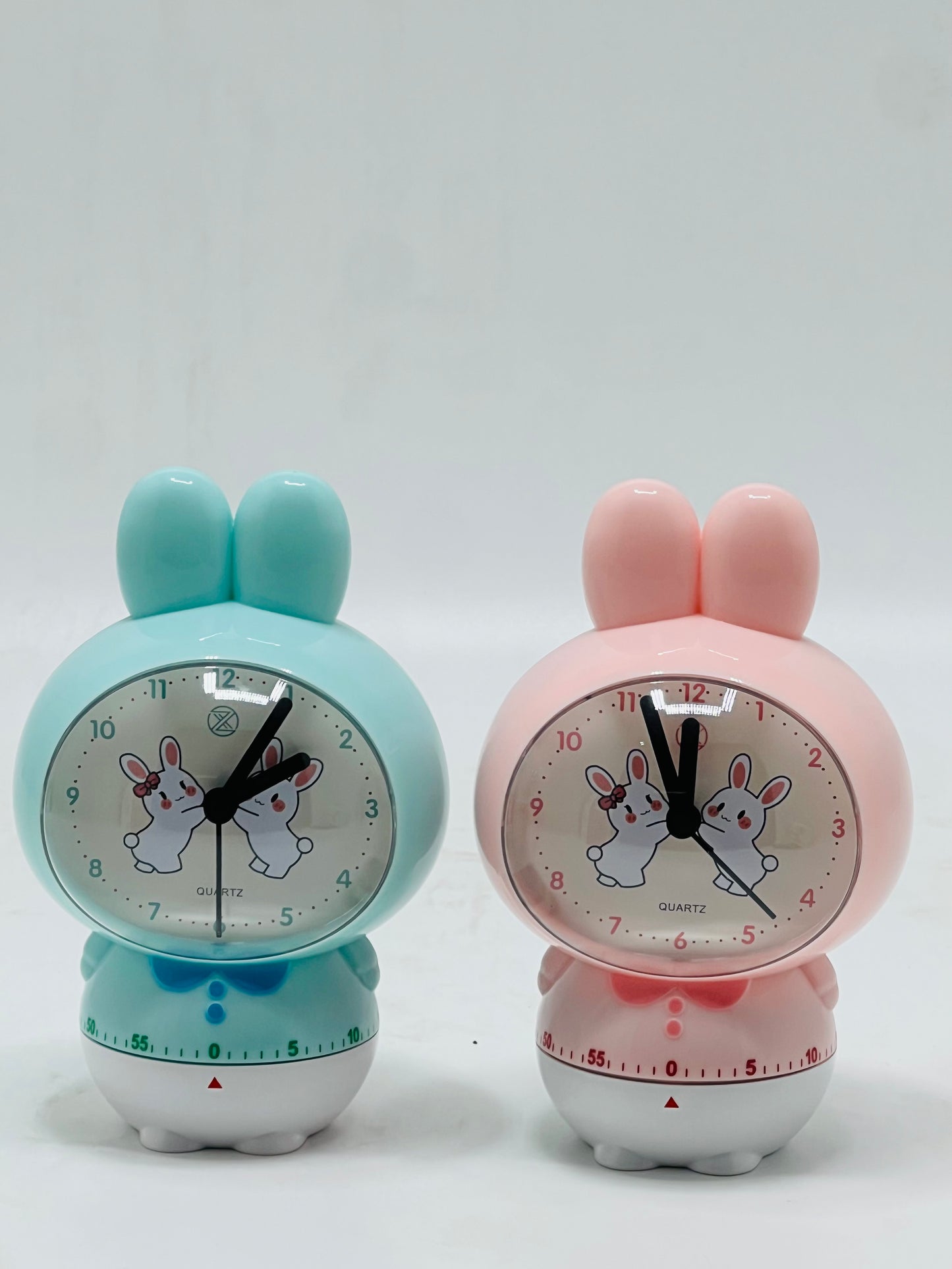 Rabbit-Shaped Kids Alarm Table Clock with timer – Round Design (Age 3+)
