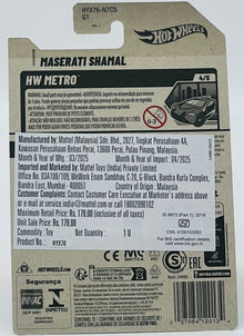 Hot Wheels Basic Car 1:64 – Maserati Shamal Die-Cast Vehicle (C4982-HYX76-N7C5-G1) (Age 3+)
