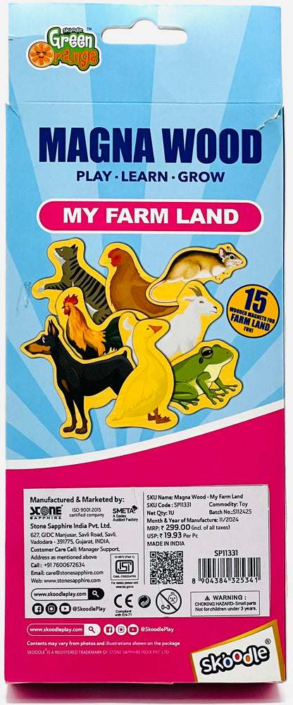 Skoodle Green Orange Magna Wood My Farm Land Wooden Magnetic Set