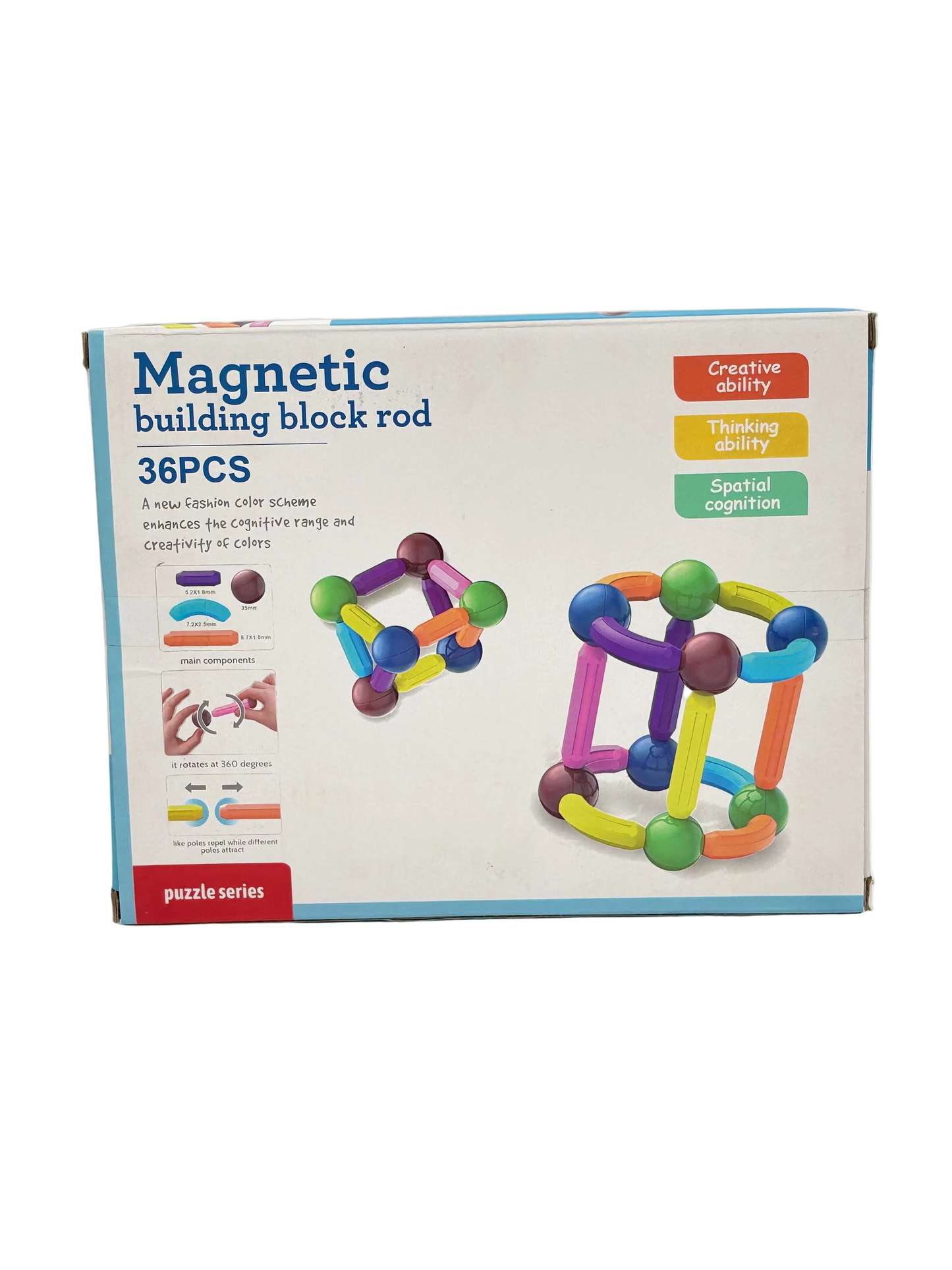 Magnetic Building Block Rod Set – 36 Pcs