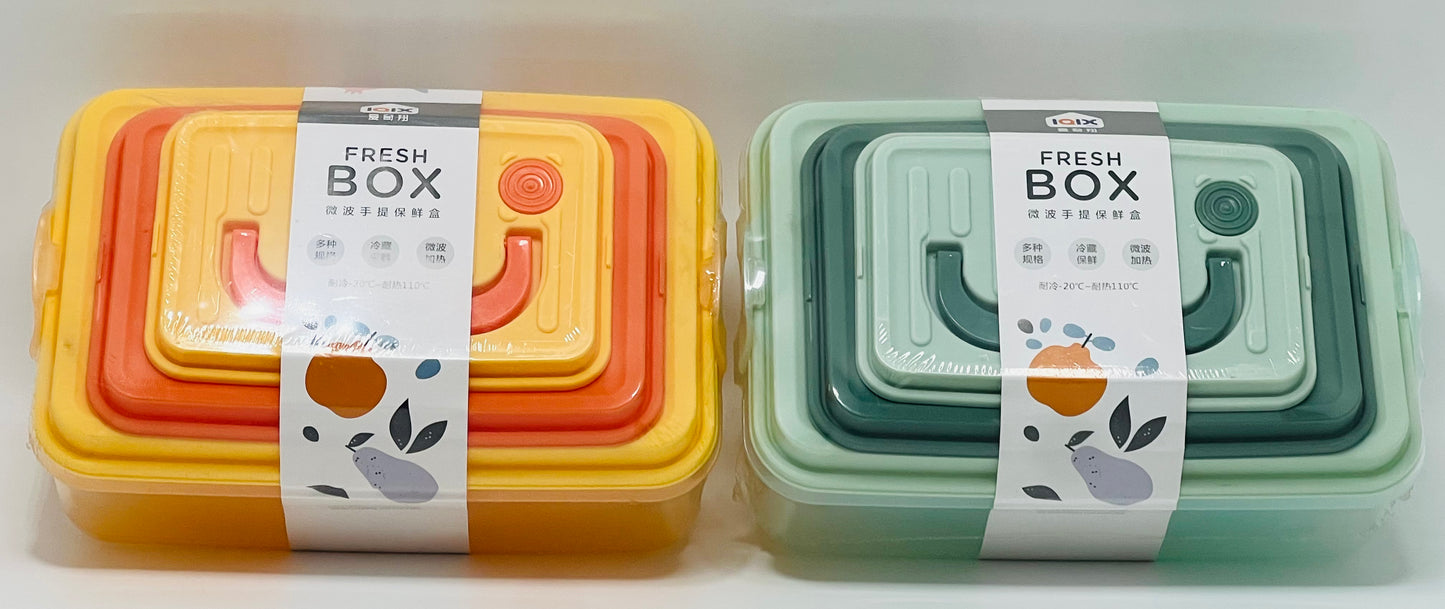 Fresh Box – Set of 3 Microwave Safe Plastic Storage Containers with Carry Handle