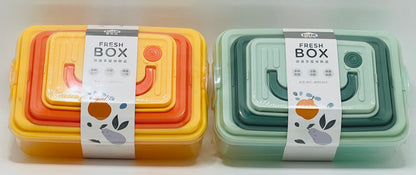 Fresh Box – Set of 3 Microwave Safe Plastic Storage Containers with Carry Handle