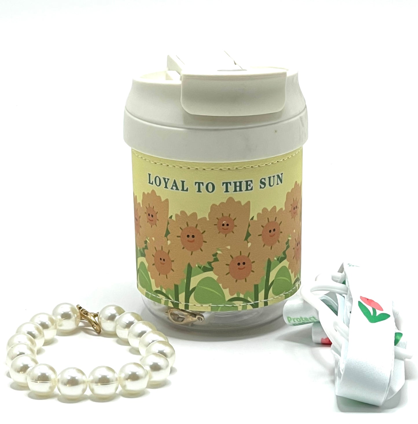 Floral Sleeve Fancy Water Bottle with Pearls - 330 ml