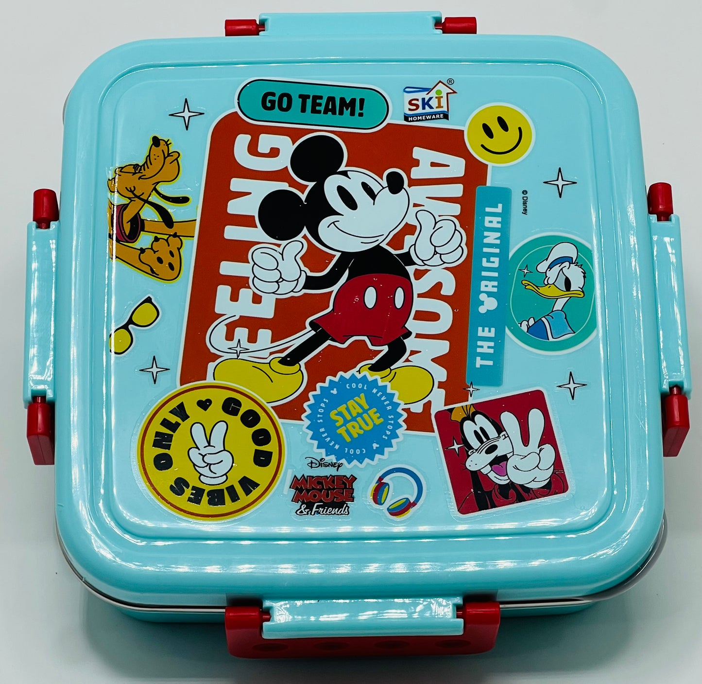 Square Steel Meal Lunch Box – Large Stainless Steel Tiffin with Mickey Mouse, Frozen & Princess Designs