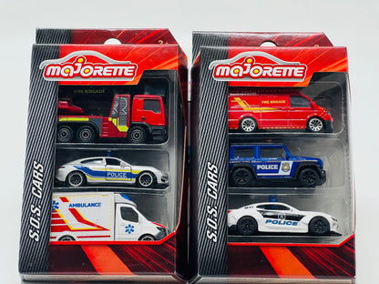 Majorette S.O.S. Cars 3-Piece Die-Cast Emergency Vehicle Set