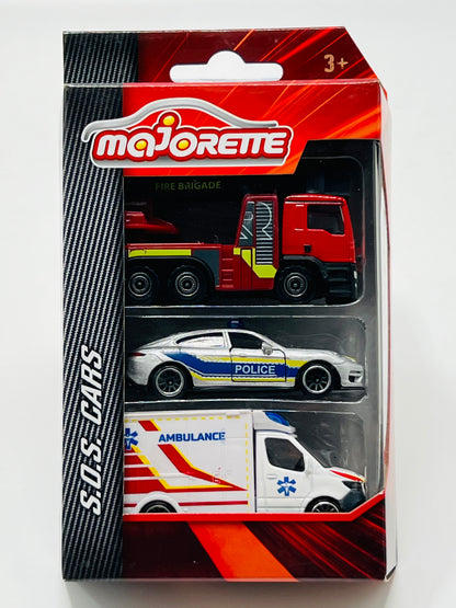 Majorette S.O.S. Cars 3-Piece Die-Cast Emergency Vehicle Set