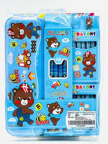 Zhilibang Kids Stationery Combo - Pencil Box + HB Pencils + 24 Crayons Set