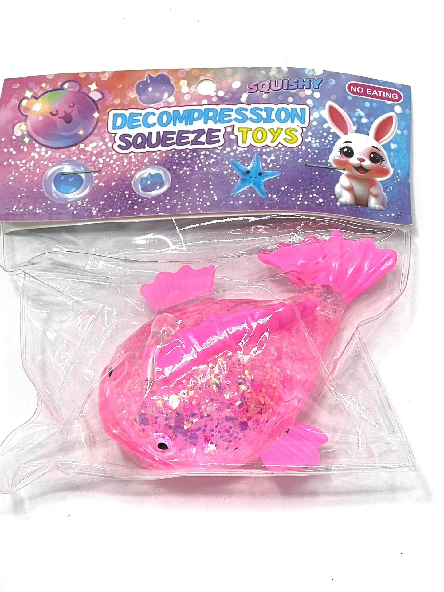 Fish Squishy with Glitter Toy