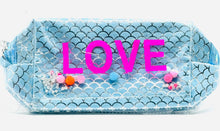 LOVE Mermaid Scale Cosmetic Pouch Blue