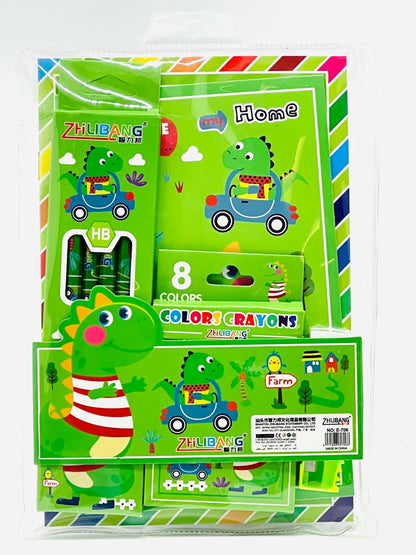 Zhilibang Kids Art Stationery Combo - Drawing Book + 8 Crayons + HB Pencils Set