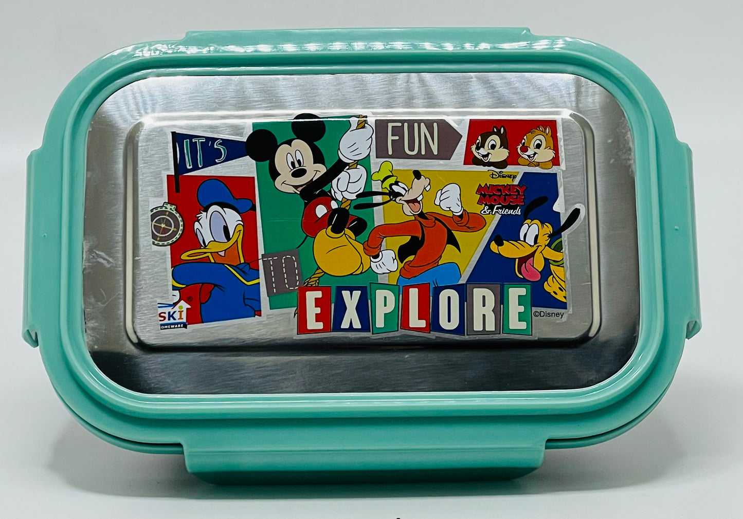 Mint Big Rectangle Steel Lunch Box – Large Capacity Tiffin (Mixed Characters)