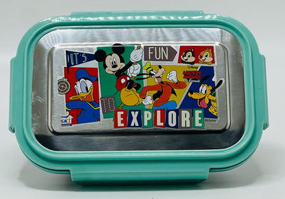 Mint Big Rectangle Steel Lunch Box – Large Capacity Tiffin (Mixed Characters)