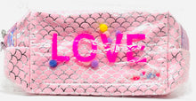 LOVE Mermaid Scale Cosmetic Pouch Pink