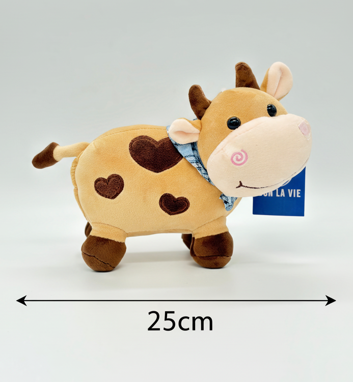 Cute Cow Plush Stuffed Animal Toy – 25 cm Soft Cuddly Pillow for Kids
