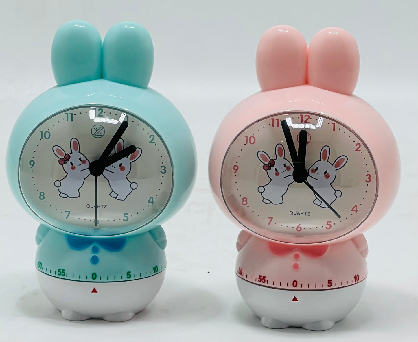 Rabbit-Shaped Kids Alarm Table Clock with timer – Round Design (Age 3+)