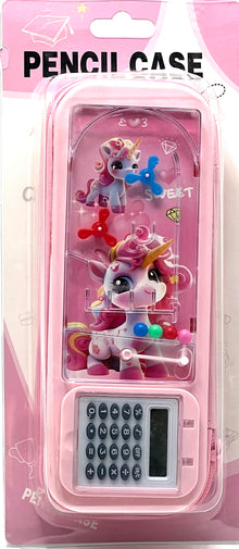 Unicorn Pencil Case with Built-in Calculator and Pinball Game