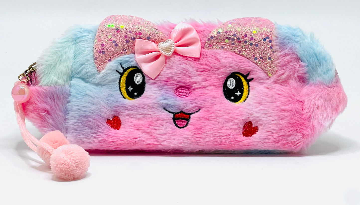 Pink Fur Pencil Pouch