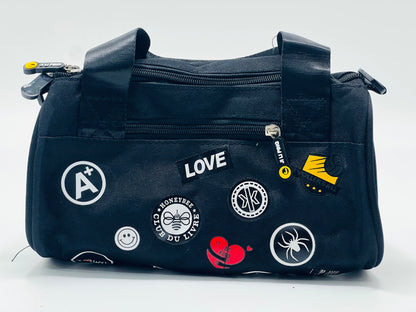 GBT Printed Patch Duffel Gym Bag with Detachable Strap