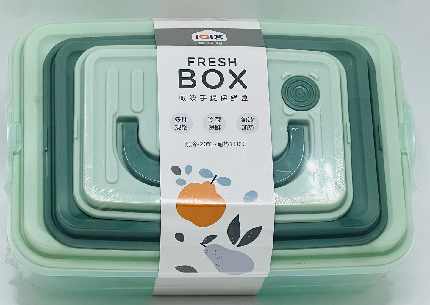 Fresh Box – Set of 3 Microwave Safe Plastic Storage Containers with Carry Handle