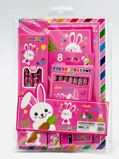 Zhilibang Kids Art Stationery Combo - Drawing Book + 8 Crayons + HB Pencils Set
