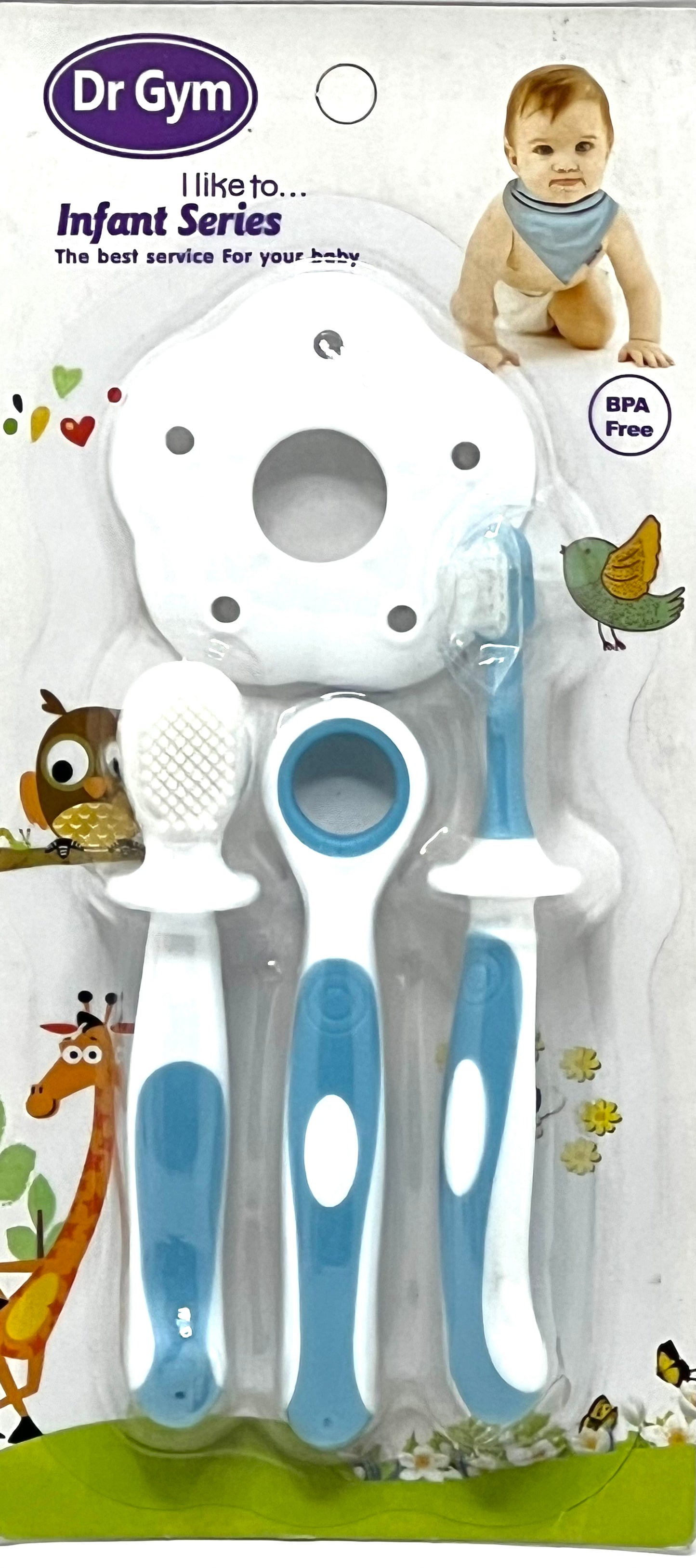 Dr Gym Infant Series Baby Toothbrush Set – BPA Free, 3-Piece Oral Care Kit
