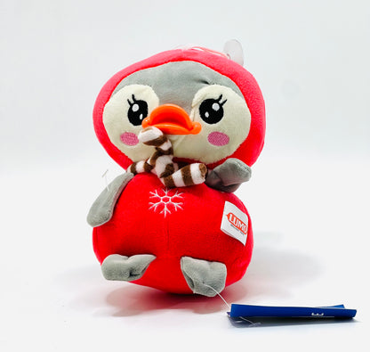 Adorable Grey Penguin Plush Toy with Yellow and Pink Scarf and Hoodie for Kids | Soft & Cuddly Stuffed Animal LMI11927